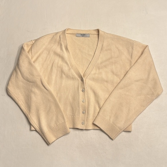 La Porte Cotton Cashmere Knit Summer Cardigan in Cream - Picture 7 of 7